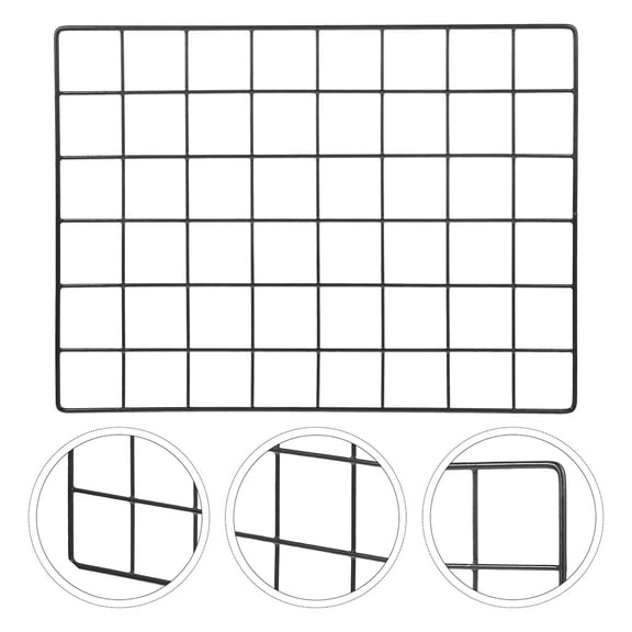 FENGGUIQU 2Pcs Black Metal Grid Wall Panel Photo Organizer Wall Hanging Decoration