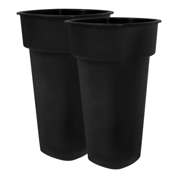 FENGGUIQU 2Pcs Black Plastic Flower Buckets Decorative Plant Containers for Table and Patio Use