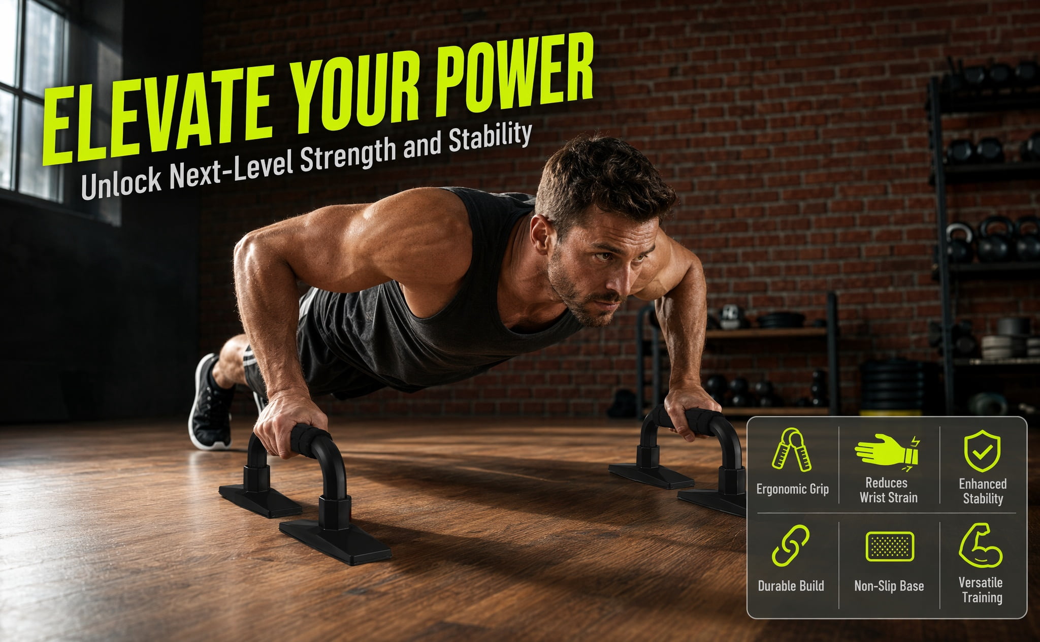 FENGGUIQU 2Pcs Black Push-Up Stands Durable Exercise Equipment for Arm ...