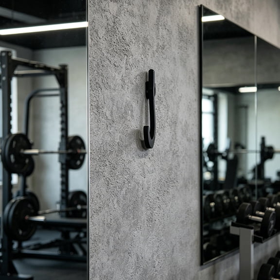 FENGGUIQU 2Pcs Black Steel Squat Rack J Hooks for Efficient Weightlifting Barbell Holder Storage