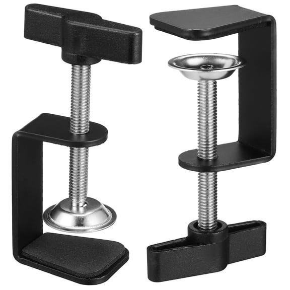 FENGGUIQU 2Pcs C Clamp Bracket Table Retaining Clips Durable Metal Clamp Black Stainless Steel for Studios
