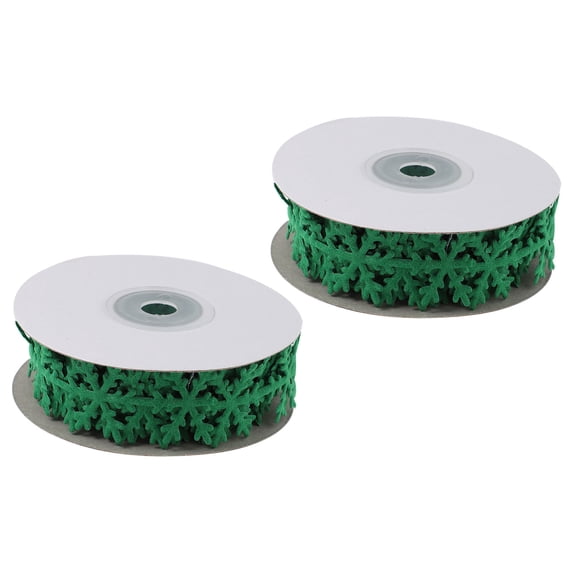 FENGGUIQU 2-Pack Christmas Ribbon Set Green Nonwoven Fabric with Pattern for Holiday Wrapping and Decoration