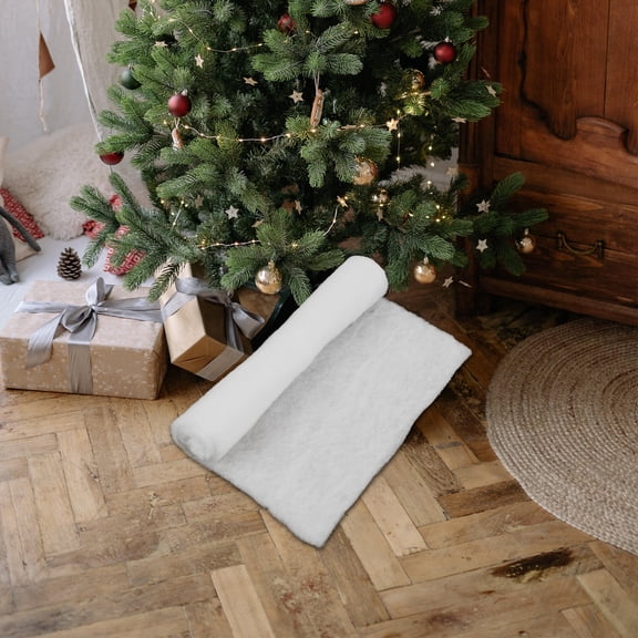 FENGGUIQU Set of 2 Christmas Table Snow Blankets Soft Artificial Cotton for Festive Holiday Home Decoration