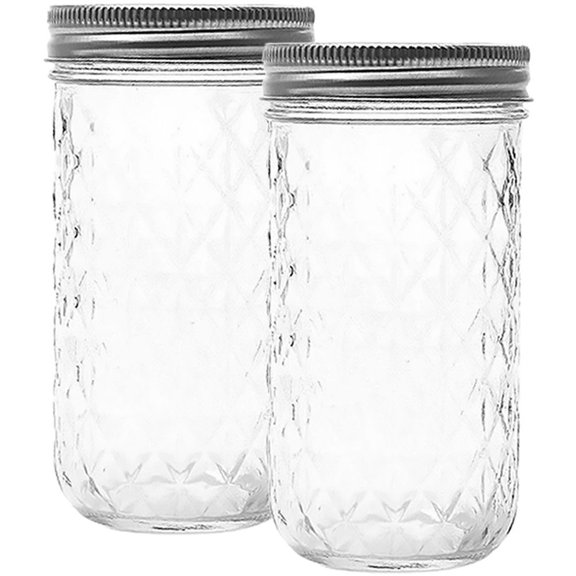 FENGGUIQU 2Pcs Clear Glass Containers with Lid Practical Jam Pots for Kitchen Use