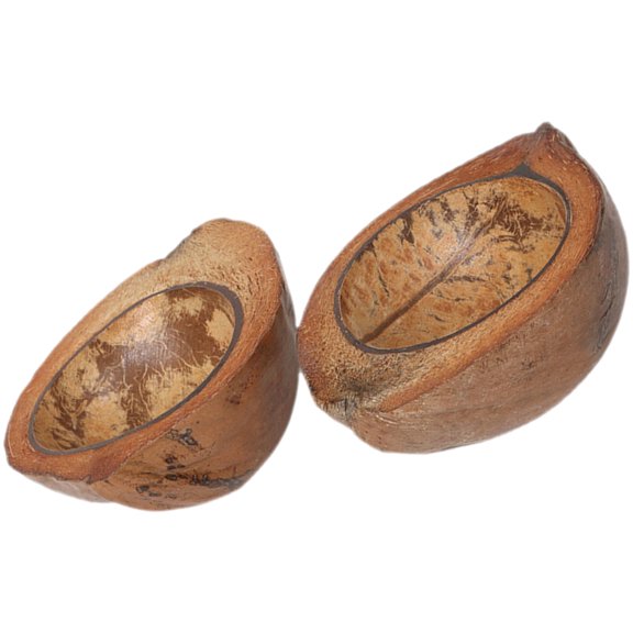 FENGGUIQU Natural Coconut Shell Candle Jars Light Brown for Beach Wedding Decor 2Pcs