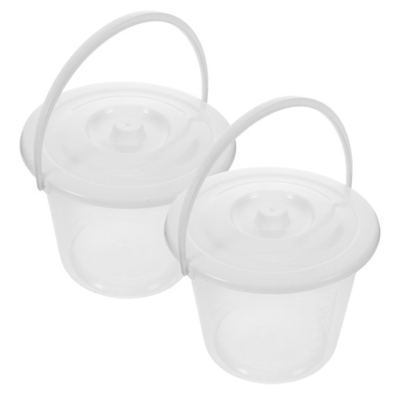 FENGGUIQU 2Pcs Durable Thickened Plastic Bedside Commodes with Lid Leak Proof Urinal Containers