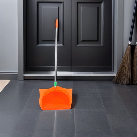 FENGGUIQU 2Pcs Foldable Orange Outdoor Dustpan Set for Efficient Yard Leaf and Waste Collection