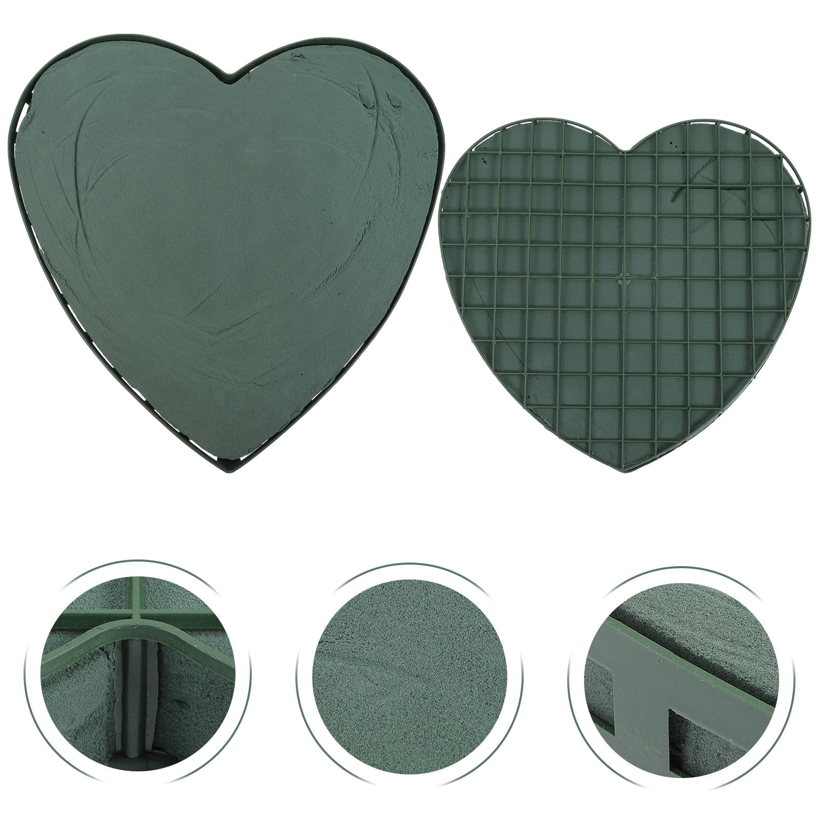 FENGGUIQU 2Pcs Heart Shape Floral Foam Cage Dark Green for Wedding Decoration Easy Water Absorption