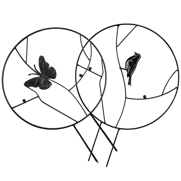FENGGUIQU 2Pcs Iron Garden Trellis Support for Climbing Plants Decorative Round