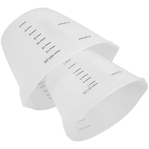 FENGGUIQU 2Pcs Baking Silicone Measuring Cups White Practical Kitchen Cups with Anti Scald Handle