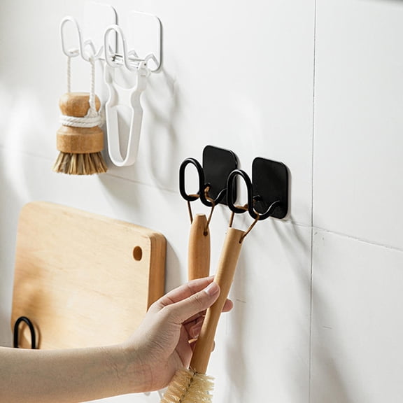 FENGGUIQU Stainless Steel Wall Hooks for Kitchen Pot Lid Storage, Modern Black Finish, 2 Pieces