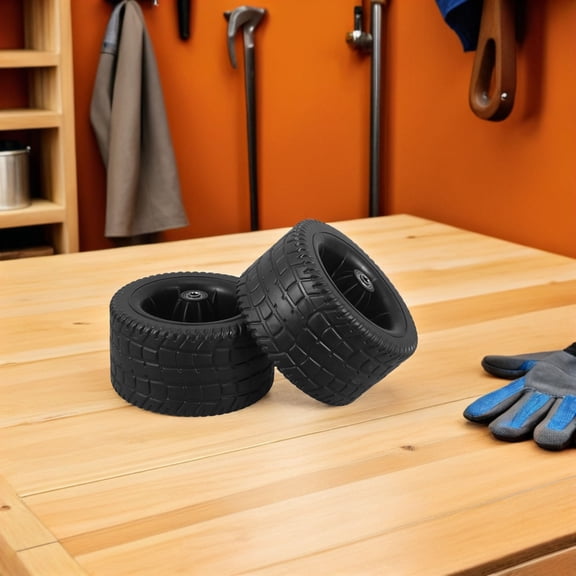 FENGGUIQU Wear-Resistant Camping Cart Wheels Black for Smooth Movement 2Pcs
