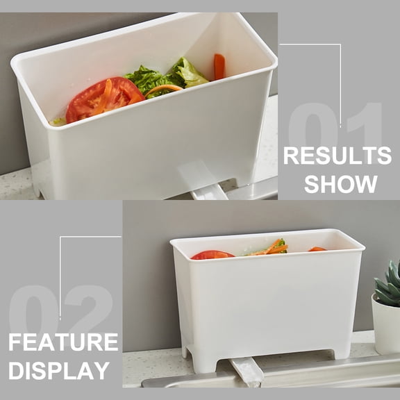 FENGGUIQU White PP Drain Trash Bin for Home Kitchen Fruit Vegetable Waste