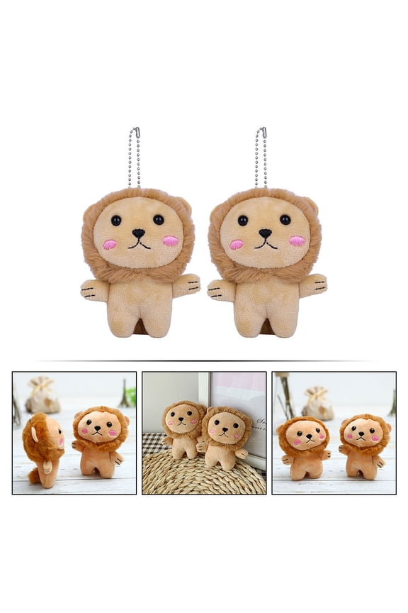 2Pcs Plush Key Pendant Brown Soft Material Decorative Adornment for Keys and Backpacks
