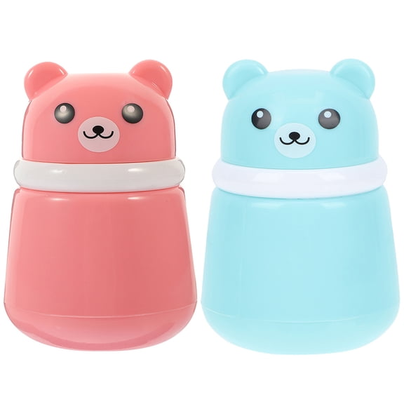 FENGGUIQU 2Pcs Assorted Color Powder Puff Bottles with Plastic Lid for Home Use Loose Powder Storage