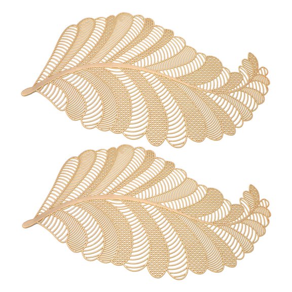 FENGGUIQU 2Pcs Dining Table Placemat Golden PVC Heat Resistant for Buffet Events