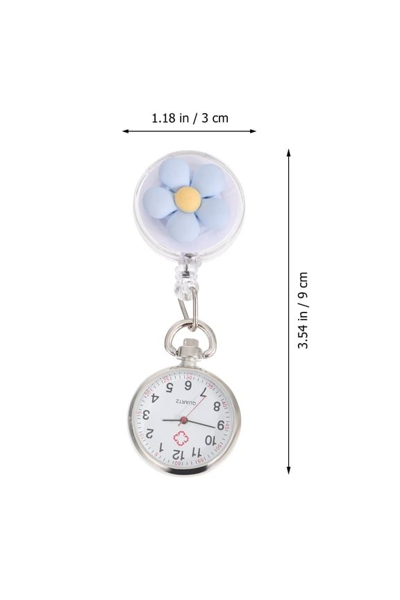 2-Pack Retractable Pocket Watch with Quartz Movement, Design, Assorted Colors for Medical Professionals
