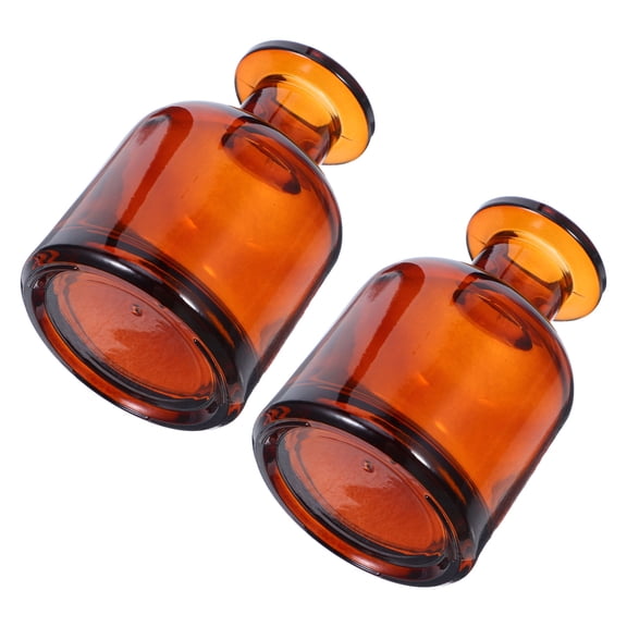 FENGGUIQU 2Pcs Reusable Brown Glass Reed Diffuser Bottles for Home Decor and Essential Oils
