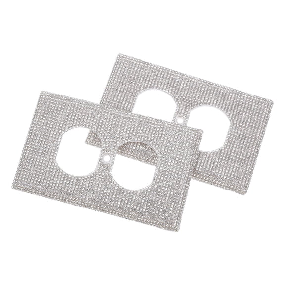FENGGUIQU 2Pcs Shiny Plated Silver Electrical Outlet Covers Decorative Wall Plate Stylish Socket Surround