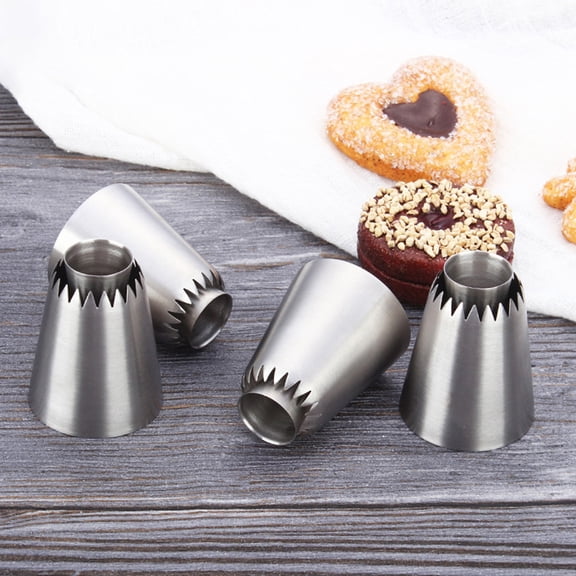 FENGGUIQU 2Pcs Icing Piping Nozzles Stainless Steel Reusable Pastry Squeeze Sauce Mouth