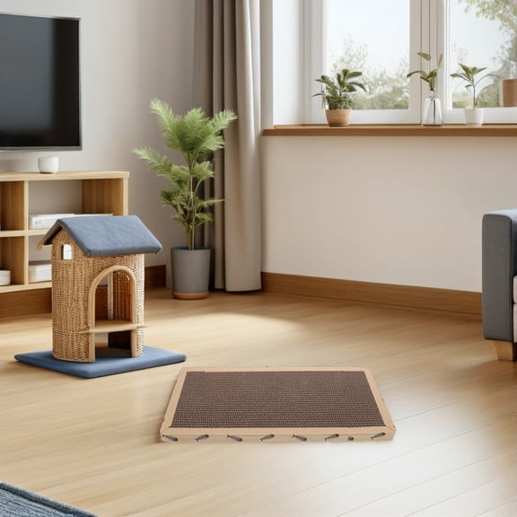FENGGUIQU 2Pcs Sisal Cat Scratchers Stable with Corrugated Cardboard Border for Furniture