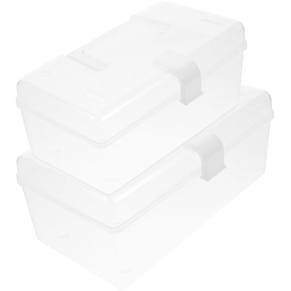 FENGGUIQU 2-Pack Small Clear Plastic Storage Boxes for , Tools, and Small Item Organization