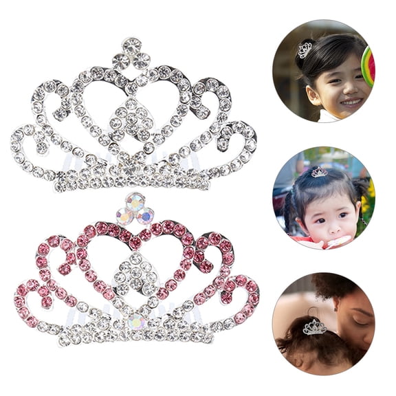 FENGGUIQU 2pcs Girls Tiaras Hair Comb Rhinestone Hair Accessory for School Parties Performances