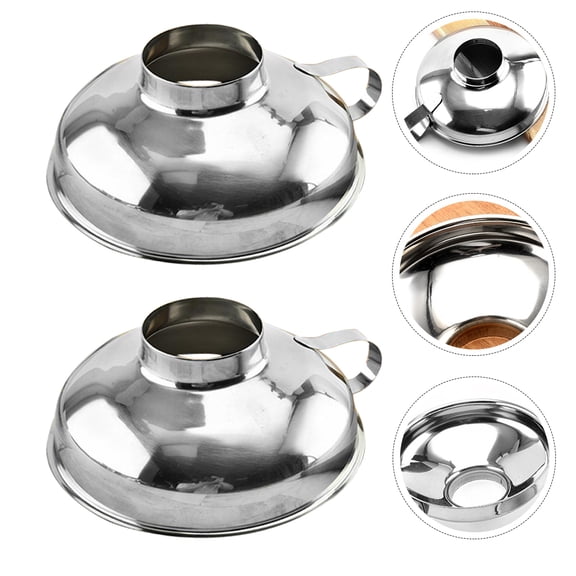 FENGGUIQU 2Pcs Wide Mouth Stainless Steel Funnel Strainer for Sauce Jam and Salad Filtration
