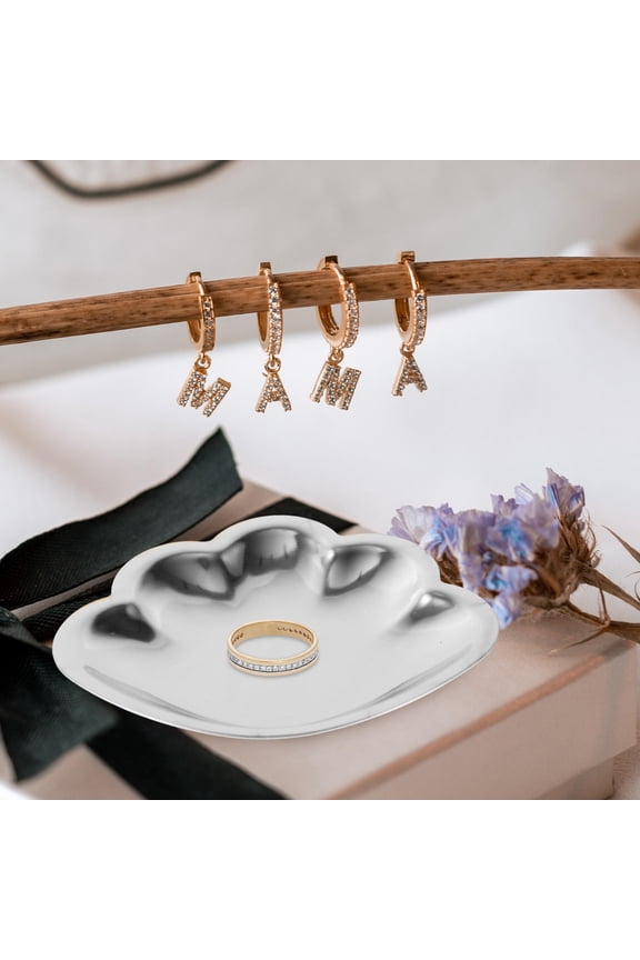 2Pcs Stainless Steel Shell Jewelry Plate Rings Holder for Home Table Decoration and Accessories Storage