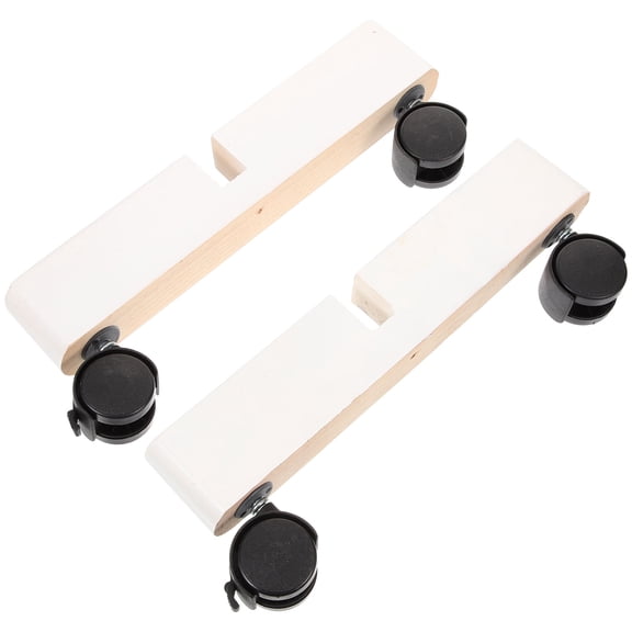 FENGGUIQU 2Pcs Standing Folding Screen Bracket, White Wooden Base, Movable Design for Entryway Divider
