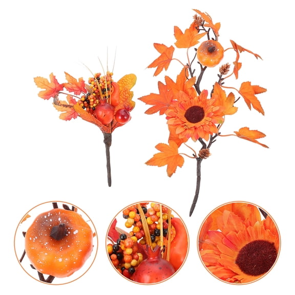 FENGGUIQU Simulation Maple Leaf Stems Orange Plastic for Fall Decoration