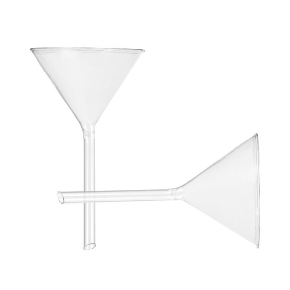 FENGGUIQU 2Pcs Transparent Glass Laboratory Filling Funnels with Short Stem for Precise Liquid Transfer
