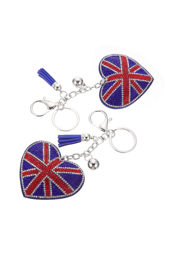 2Pcs Union Jack Keychain Rhinestone Keychain Hanging Decoration for Fashion Enthusiasts and Bags