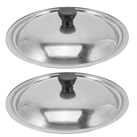 FENGGUIQU 2Pcs Universal Stainless Steel Pan Covers Multi Function Pot Lids Silver Kitchen Accessory