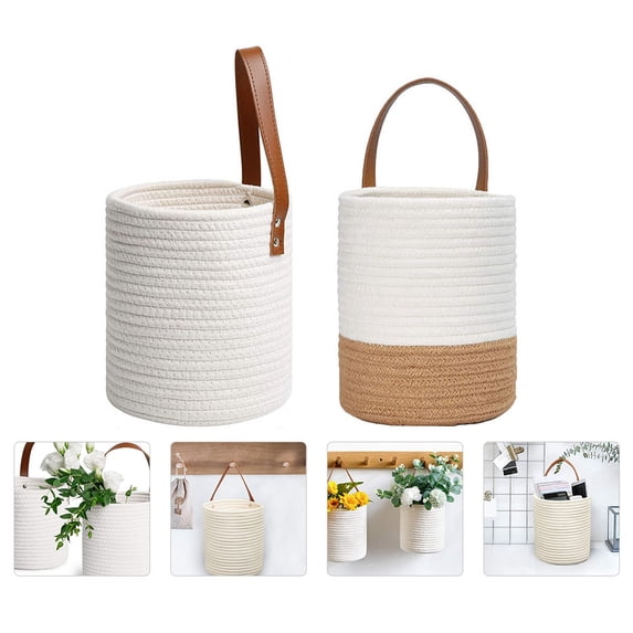 FENGGUIQU Retro Style Wall Mounted Flowerpot Set, 2 Pieces, Assorted Colors, Cotton Fabric Planter