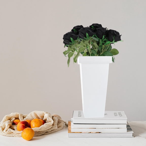 FENGGUIQU 2Pcs White Durable Plastic Flower Containers Suitable for Flower Preservation and Decorative Use