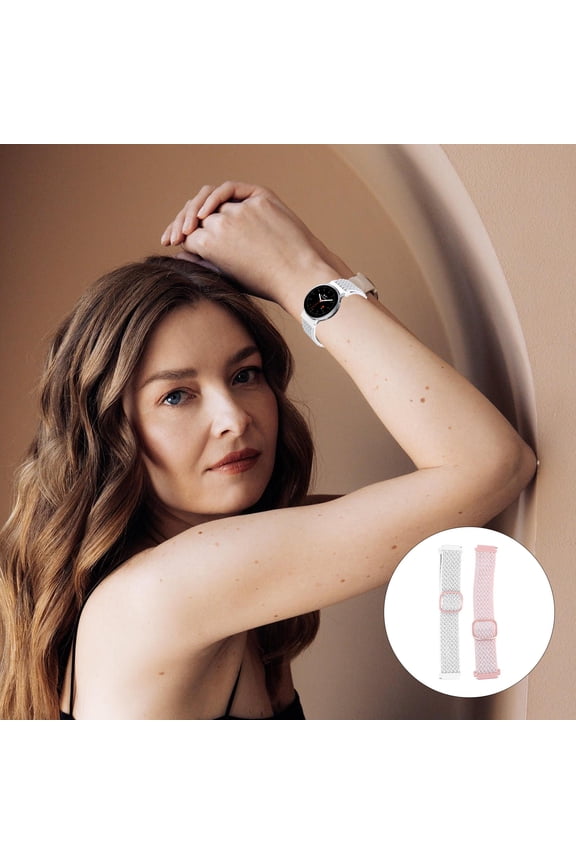 2Pcs White Nylon Woven Watch Strap Replacement Band Decorative Wristwatch Accessory for Daily Use