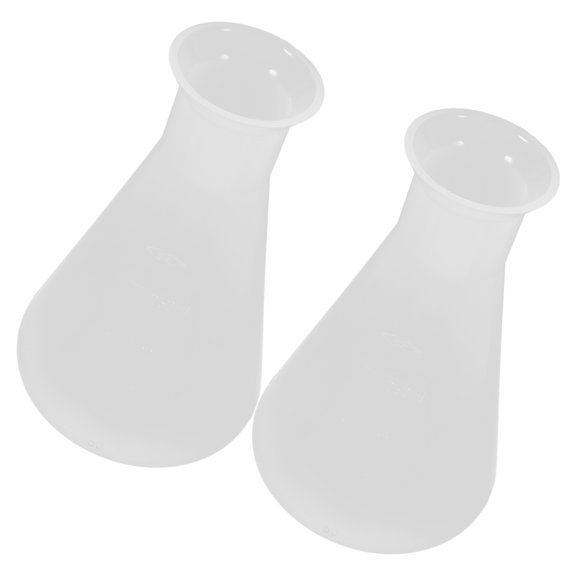 FENGGUIQU 2Pcs White Plastic Laboratory Erlenmeyer Flask for Chemical Mixing and Accurate Lab Experiments