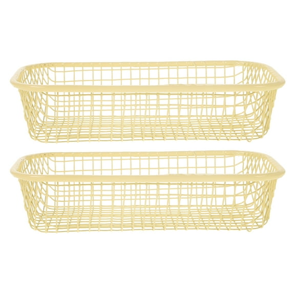 FENGGUIQU 2Pcs Yellow Metal Mesh Basket Wire Storage for Multifunctional Home and Office Use