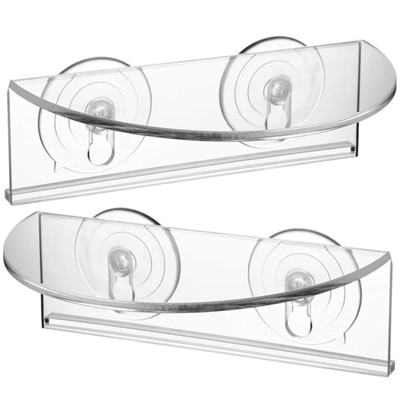 FENGGUIQU 2pcs Clear Acrylic Window Shelves with Suction Cups, Plant Holders for Glass, Mirror or Tile