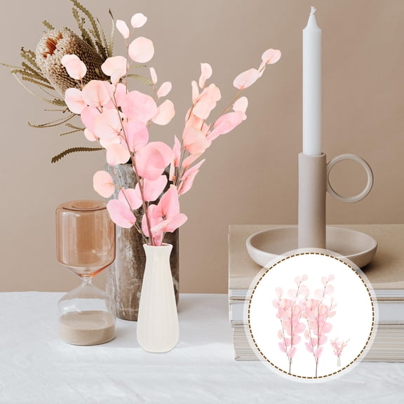 FENGGUIQU Pink Artificial Eucalyptus Stems for Home Decor and Photography
