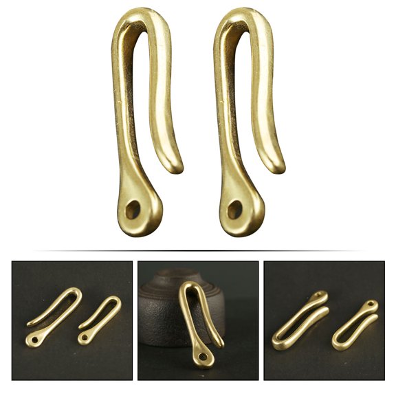 FENGGUIQU 2Pcs Golden Brass Keychain Pendants Practical Waist Hanging Chains for Key Decoration