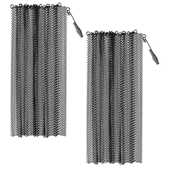 FENGGUIQU 2Pcs Metal Fireplace Screen Panels Grey Mesh Curtain with Rust Resistant Finish