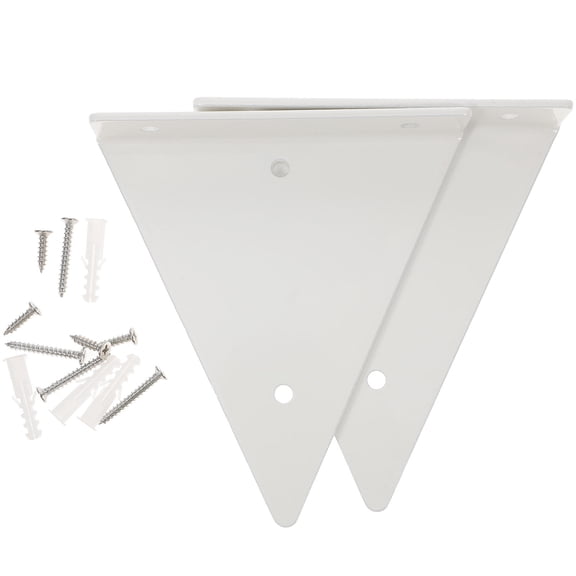 FENGGUIQU 2Pcs White Iron Shelf Brackets Triangle Wall Mounted Floating Shelf Support