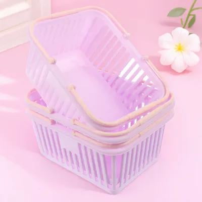 FENGGUIQU 3 Pcs Storage Basket Bins Plastic Lavender Portable Organizers For Toiletries Use