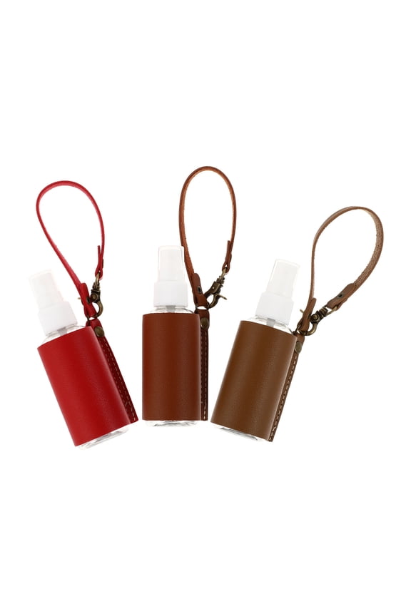 3Sets Portable Empty Bottle Keychain with PU Cover for Travel Storage in Assorted Colors