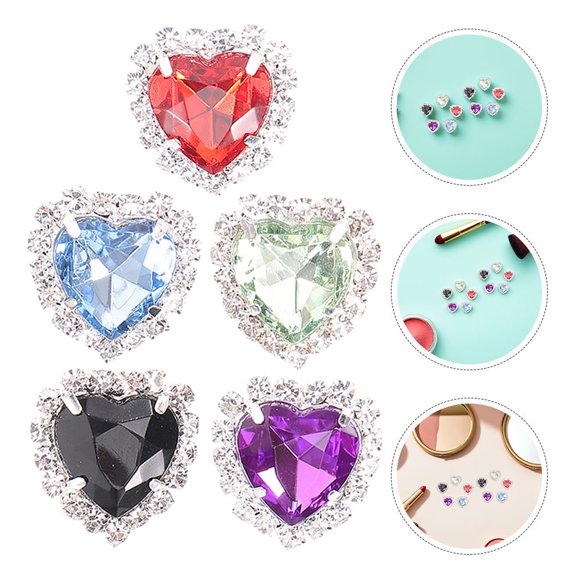 FENGGUIQU 30Pcs Heart Rhinestone Buttons Crystal Glass Flatback Sew on Gems for Clothing Wedding Accessories