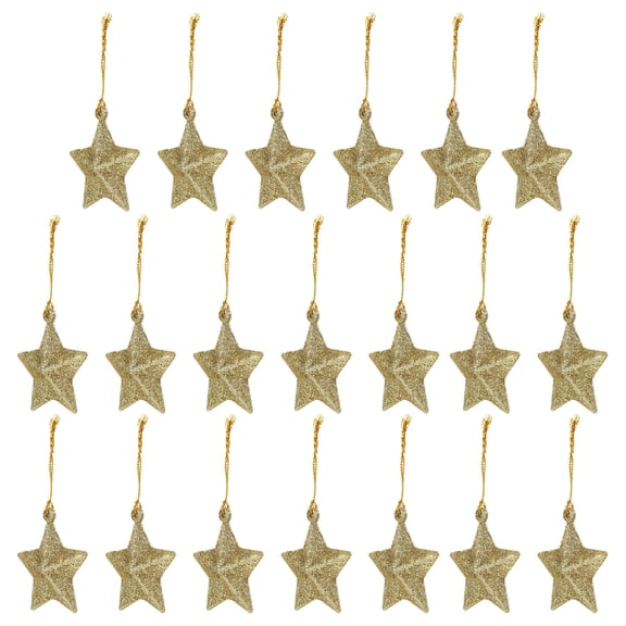 FENGGUIQU 30Pcs Small Plated Star Christmas Tree Decorations Glitter Hanging Ornaments