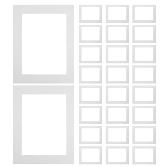 FENGGUIQU 30Pcs White Photo Mat Board for Artwork Display with Sturdy Paper Material for Gallery Or Home Use