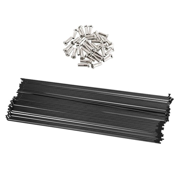 FENGGUIQU 32Sets Replaceable Black Steel Spokes for Wear Resistant Bike and Cycle Riding Accessory